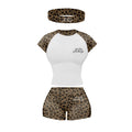 White Cheetah Print Set 3piece Short Set
